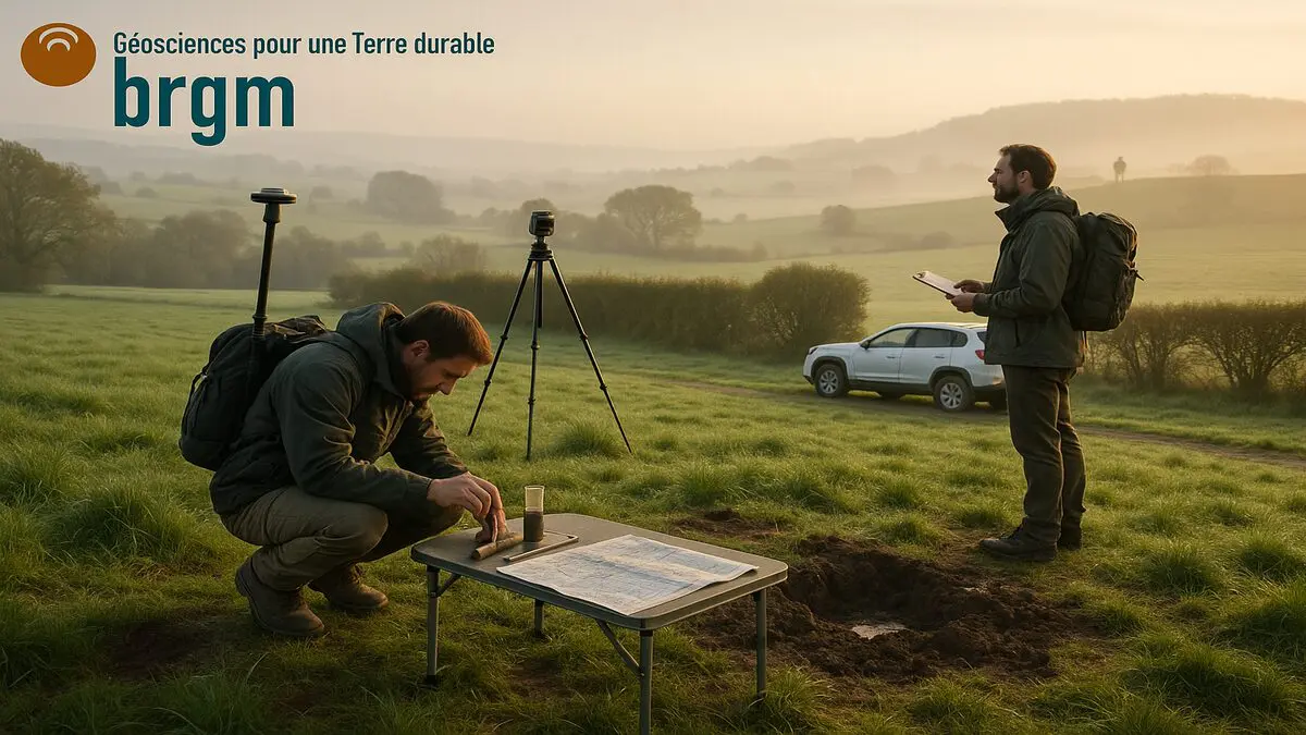 Quadrillage des champs à l’aube révélant un gisement de germanium et de gallium