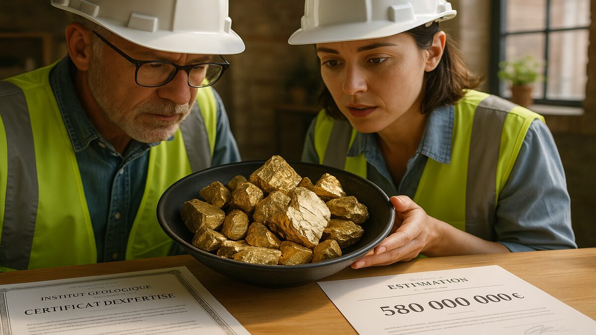Vue d'un gisement d'or validé par deux ingénieurs-experts